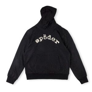Sp5der VVS black hoodie with white logo size small
